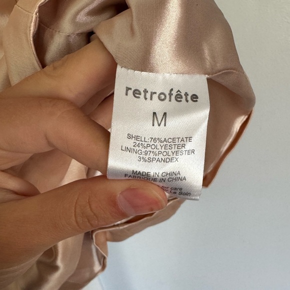 RETROFETE Cosmo Dress in Dusty Peach Satin Mini Cocktail - Picture 8 of 8